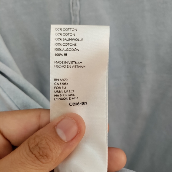 We The Free Wash Out Pastel Blue Slouchy Worn Oversized Cotton Beachy Blouse Top - Picture 11 of 12